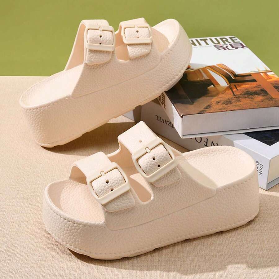 女士夏季户外厚底系带一脚蹬凉鞋，休闲时尚，防滑耐磨