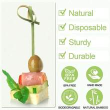 200 件/套 12 厘米青花瓷图案水果串，装饰签，适用于派对、生日、婚礼、户外场合 - 青碧色 - 查看 3