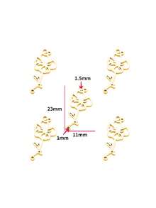 5 件空心花形不锈钢 DIY 珠宝配件、项链、服装、钥匙链吊坠，W433
