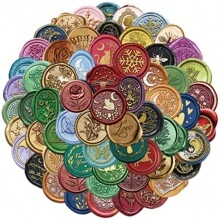 60Pcs Aesthetic Stickers Wax Seals Colorful Gold Wax Seal Stickers Envelope Seals Wax Seal Stickers Wax Stickers For Envelopes Vinyl Stickers Stickers For Water Bottle, Hydroflask, Guitar, Luggage, Phone, Case, Laptop, Skateboard, Gift