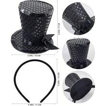 1 Stück Mini-Zylinder Haarband mit Pailletten, Teepartei Kopfputz, Fascinator, 1920er Jahre Gatsby Party Kostüm Accessoire für Frauen, Damen, Mädchen, Winzige Hüte, Mini Kappe, Derby Hut