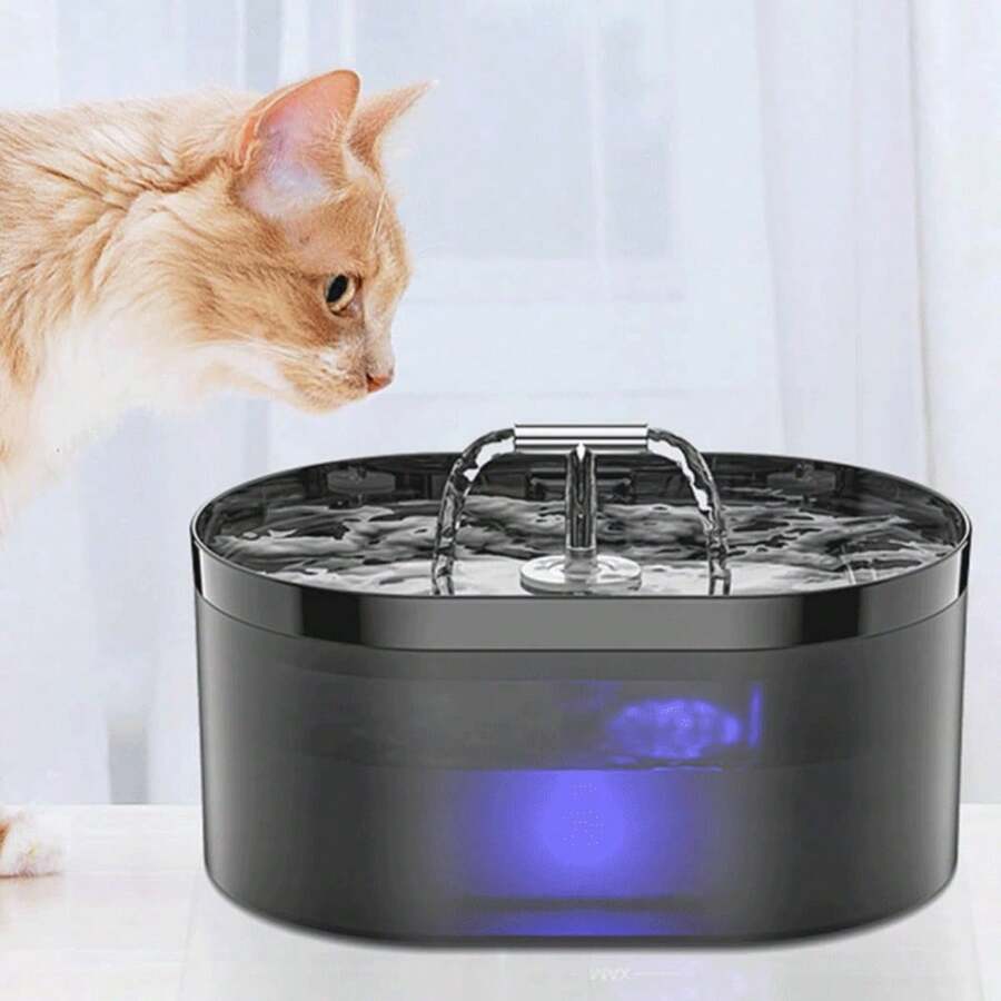 2.2升自动猫咪饮水机，配备超静音水泵和活性炭过滤器，适用于猫、狗及多只宠物（黑色，2.2升）