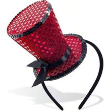 1 Stück Mini-Zylinder Haarband mit Pailletten, Teepartei Kopfputz, Fascinator, 1920er Jahre Gatsby Party Kostüm Accessoire für Frauen, Damen, Mädchen, Winzige Hüte, Mini Kappe, Derby Hut