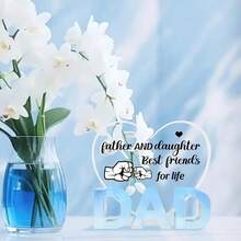 [Sentimental Acrylic Desk Decor Plaque] Acrylic Dad And Daughter Friendship Heart Sign - Sentimental Desk Decor, Inspirational Plaque For Fathers, Ideal Gift For Birthday, Christmas, Thanksgiving, Father's Day - Multicolor - View 4