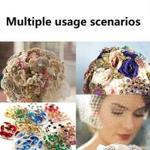 50 piezas/paquete Cristales de Rhinestone dorados para coser, gemas de cristal de metal de formas mixtas para coser - Burdeos - Ver 5