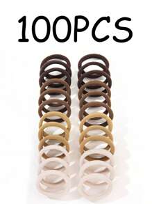 100pcs Solid Color Synthetic Fiber Casual Ponytail Holders, Fashion Accessories, For Women, All Season