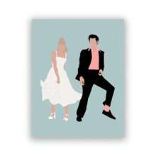 1 pièce Affiche et impression du film Grease Dansant, tableau mural moderne et drôle, peinture sur canevas minimaliste et abstraite de Pulp Fiction, décoration murale avec cadre facultatif