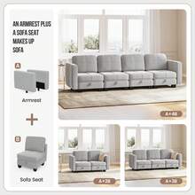Modern 4 6 Seater Sofa With Storage, Sectional Sofa Free Combination Sofa Bed, Removable Couch Back Cushion Covers - Fabric Small Sofa For Living Room,Multi-Parcels - Grey - View 7