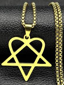 Colar em Aço Inoxidável com Estrela Heartagram em Estilo Hip Hop Rock para Mulheres e Homens, Corrente de Metal Preto de Banda Gótica Punk de Y2K