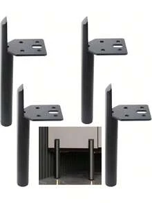 Patas de mueble de 12 pulgadas, pies de mesa de centro negros, patas de metal de estilo mid-century para sofá, armario, otomana, juego de 4 en estilo montado en el lateral para reemplazo en el hogar, manualidades DIY - 12 pulgadas - Ver 6