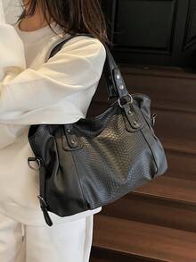 New Large Capacity Casual Tote Bag - Black - View 8