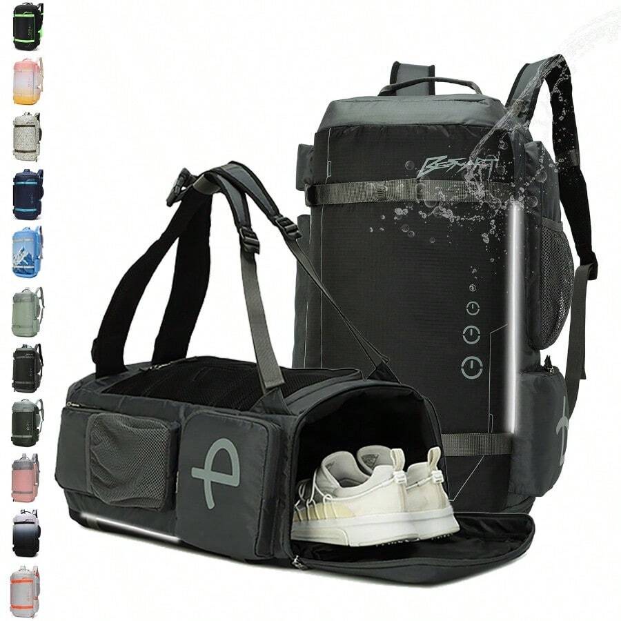 BE SMART 50L Extra Large Gym Backpack For Men Big Gym Bag With Shoes Compartment Waterproof Heavy Duty Duffel Bags Men's Workout Backpacks For Outdoor Sport Hiking Camping XL - xám đen - Xem 1