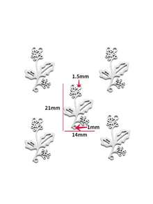 5 件空心花形不锈钢 DIY 珠宝配件、项链、服装、钥匙链吊坠，W433