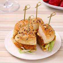 200pcs Bamboo Cocktail Skewers, Fruit Picks With Loop Ends, Suitable For Appetizers, Drinks, Snacks, Sandwiches Decoration - Great For Christmas, Wedding And BBQ Parties,School Supplies