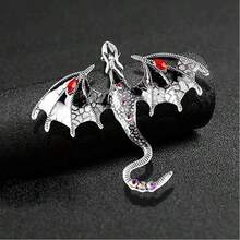 1 件复古创意滴油珐琅装饰西方龙动物胸针，多用途装饰，适用于包包、围巾、男女通用配饰