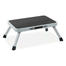 Escabeau, escabeau pliable à un seul marchepied avec patin en caoutchouc antidérapant, tabouret de cuisine en acier léger, capacité de charge 150 kg, dimensions pliées 32 x 44 x 17,5 cm