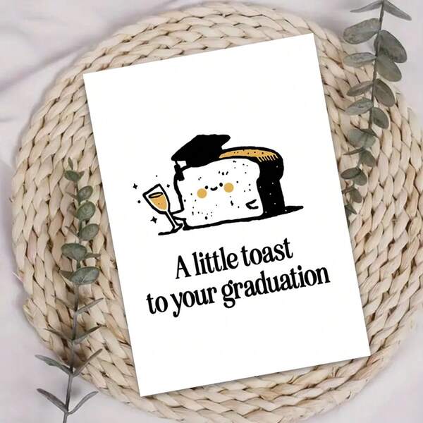 1 pièce Carte "Toast à votre diplomation", jeu de mots mignon pour les nouveaux diplômés, carte de célébration pleine d'esprit pour les diplômés, cadeau de papeterie pour les étudiants, jeu de mots pour la carte de diplômé