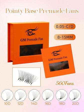 10D/12D/14D/16D/18D/20D Premade Volume Fans In One Box Eyelash Extensions,0.05mm Pointy Base 8-15mm Length ,Curl D,Natural & Soft,Hand-Grafted False Eyelashes