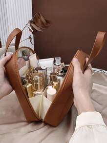 1pc Multifunctional Makeup Bag, Summer Travel Cosmetic Organizer, Waterproof Toiletry Bag, Large Capacity Makeup Brush Holder Bag, Convenient Travel Tote, Suitable For Skincare, Makeup, Brushes, Powder, Lipstick, Beach, School, Bathroom, Holiday, Valentine's Day, Christmas, Mother's Day Gift, Suitable For Mothers, Families, Friends, Summer Essential