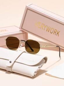 Verywork 1 件铜质全框几何装饰 Ins 风格优雅品牌设计女士时尚眼镜适合夏季日常生活音乐节热带海滩度假外出装时尚配饰送礼、返校、学院风、学校风的理想选择 - 彩色 - 查看 2