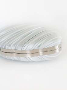 New Arrival Cross-Border Shell Pleated Clutch Bag, Cocktail/Formal Party Purse, Cheongsam Package - Silver - View 2