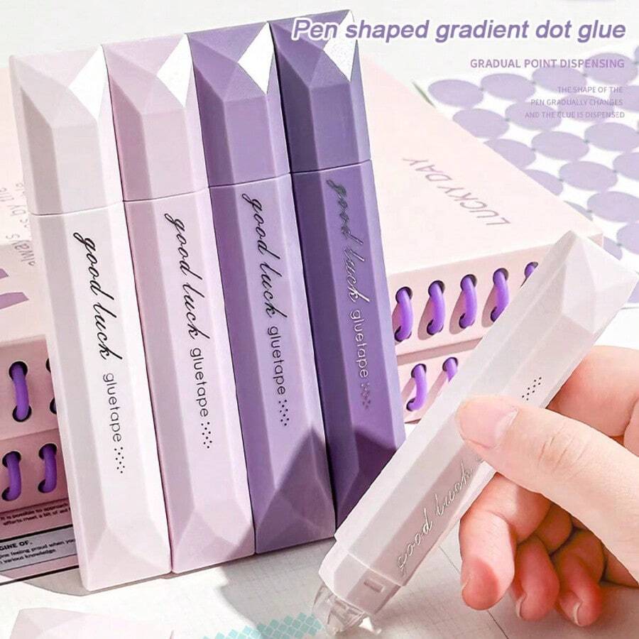 4 件双面点胶带，360° 旋转无缝粘合剂，适用于剪贴簿、DIY 工艺品、返校、办公用品、手工日记和艺术项目