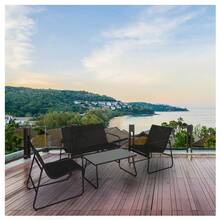 Conjunto Jardín de Sofá + 2 Sillones + Mesa de Acero Resistente, Decorativo y Ligero. Asiento para Exterior en Patio, Balcón y Terraza de Fácil Instalación. (Negro, 4 Piezas) - Gris Oscuro - Ver 7