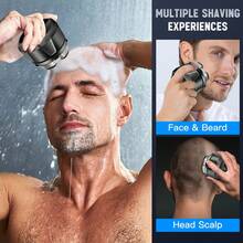 1pc Rotary Electric Shaver Six Heads Facial USB Rechargeable Men's Grooming Kit Bald Hair Cutter For Men - Grey - View 8