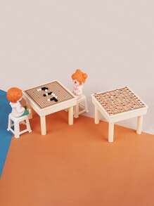 1 pièce Mini Set de table de Mahjong avec tabourets miniatures, échecs, go, blocs de construction, dames, jouets pour maison de poupée, accessoires de salle de Mahjong miniature à l'échelle 1:12, couleur aléatoire