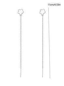 2 Stücke Blumen Quasten Ohrringe, Kupferlegierung in Silberfarbe, minimalistischer eleganter Frauenparty Schmuck