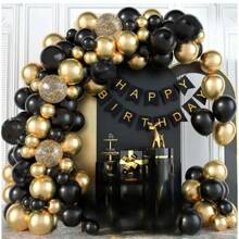 40pcs 12inch Gold Black Mixed Confetti Latex Balloons Birthday Adult Woman Man Party Decorations, Graduation Decor, New Year Decor