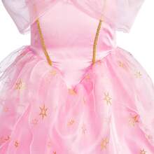 5 件套女童粉色花卉图案无袖连衣裙配配饰手套服装，儿童公主装，适合万圣节、圣诞节、狂欢节角色扮演 - 粉色 - 查看 6