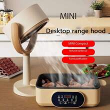 Extrator de fumaça de mesa com filtro de carvão ativado removível e lavável. Ângulo ajustável de 125°, sucção alta de 2 velocidades, para panelas quentes, churrascos e festas.