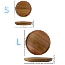 1pc Wooden Tray, Round Wood Fruit Plate, Wooden Dessert Platter, Coffee Cup Holder, Tea Cup Saucer, Multi-Functional Serving Platter, Decorative Fruit Dish, Washable Food Tray, Cake Plate, Household Cheese Plate, Creative Bread Platter, Suitable For Decorating Room And Kitchen, For Steak, Pizza, Sushi Etc.