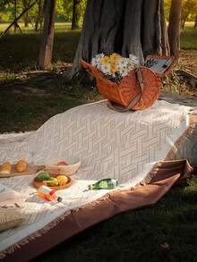 1PC Boho Style Piknik Mata Kempingowa Obrus Zewnętrzny Trawnik Mata Kempingowa Obrus Boho Style Koc Do Spania Namiot Mata Odporna Na Wilgoć Piknik Mata Nadaje Się Na Zewnątrz Piknik Dekoracja Świąteczna Przyjęcie Dekoracja Sypialni/Salon Dekoracja Podróży Na Zewnątrz Walentynki Prezent Dekoracja Wnętrz, Brązowy - Brązowy - Zobacz 4