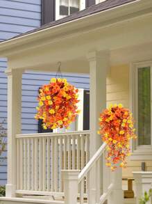 1/2/4pcs UV-Resistant Silk Bindweed Artificial Flowers With Eucalyptus Leaves Wall Hanging Greenery Decor, Suitable For Halloween, Autumn Decoration, Home, Room, Garden, Classroom, Bedroom, Wedding, Bridal Shower, Party, Baby Shower, Patio Home Decor Halloween Decor Room Decor