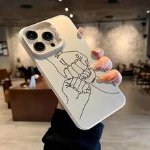 1pc Black Energetic Outline 'Family Of 3' Pattern Phone Case, Personalized Cover Compatible With IPhone 16 Pro Max, 15/14 Plus, 13, 12, 11 Waterproof Shockproof Anti-Fall Scratch Resistant - Multicolor - View 2