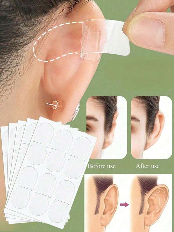 60 pièces Correcteurs d'oreilles adhésifs, Ruban correcteur d'oreilles invisible autoadhésif, Cosmétiques sous forme de stickers pour les oreilles, Clips correcteurs d'oreilles invisibles pour le jeu de rôle et les costumes, Confortables, sûrs et fermes, Patchs de levage des oreilles pour le maquillage et l'embellissement