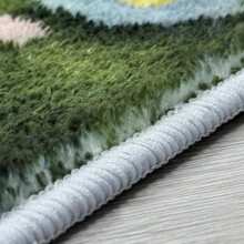 1pc Faux Cashmere Moss Green Floral Pattern Carpet, TPR Non-Slip Backing, Machine Washable, Suitable For All Season Indoor Decoration, Bedroom, Living Room, Bedside, Kitchen, Bathroom, Holiday Gift, Soft And Comfortable, Gradient Floral Print Carpet, Applicable For Spring, Summer, Autumn And Winter, Perfect For Decorating Your Home!