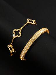 1 set med 2 minimalistiska modearmband, lämpliga för vardagsbruk