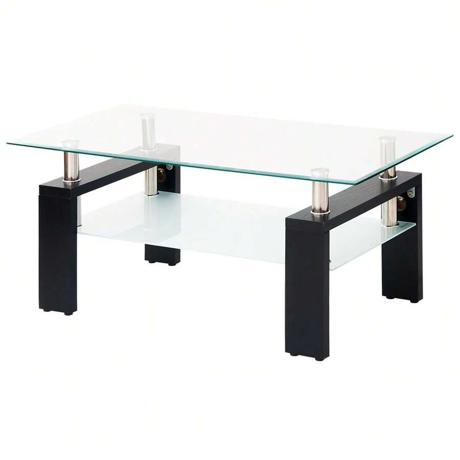 Living Room Table Sets - Black + Glass-2 - View 1