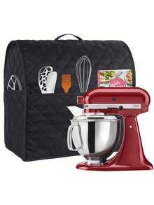 1 件带口袋的厨房辅助搅拌机盖，便携，易于清洁 - 适合 4.5-5 夸脱倾斜头和升降碗型号、袋子、整理器、存储 - 黑色 - 查看 2