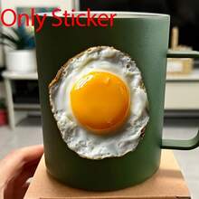 1pc Fun Poached Egg Pattern Graffiti Stickers, Suitable For Laptops, Water Cups, Notebooks, Desktop Scratch Masking DIY Decoration, Perfect Back-To-School Gift For Teenagers And Children, Interesting Art Sticker. - Yellow - View 6