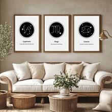 1 pièce/3 pièces Affiches d'art mural avec cadre en option. Peinture sur canevas nordique moderne des 12 signes du zodiaque. Affiches et impressions d'art mural, tableaux muraux pour la décoration de la salle de séjour à la maison - Multicolore - Voir 9
