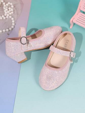 1 par de zapatos de tacón alto de princesa lindos para niños, adecuados para fotografía y fiestas