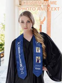 1pc Customized 2025 Graduation Shawl, Personalized Logo, Text, Photo Graduation Shawl Trim, Select Quality Graduation Shawl, 6 Colors Available, Customized According To Your Design, Graduation Gift Idea, Quality Wrinkle-Resistant Fabric, Classic Arrow-Shaped Design To Capture Memorable Graduation Moments - Multicolor - View 36