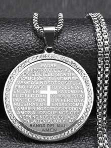主祷文上帝十字架圣经西班牙语经文项链男女不锈钢耶稣链 - 項鍊 - 查看 12