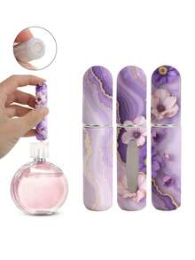 1/4 件大理石纹香水喷雾瓶，可重复使用的底部填充香水瓶，迷你化妆品瓶，香水，纯露包装工具，多种颜色可供选择，适合家人和朋友的生日礼物，节日礼物，便携旅行 5 毫升