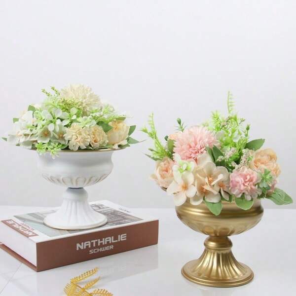 1pc/Retro High Foot Flowerpot, European Style Wedding Decoration Flower Vase, Photography Prop, Dry Flower Arrangement, High-End Decor