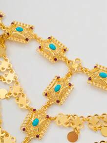 Herseygold 1 pieza Nueva cadena para la cabeza chapada en oro, accesorios para el cabello de novia de estilo del Medio Oriente/árabe, regalo de joyería de lujo para mujeres turcas/kurdas, accesorios para bodas